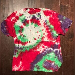 Fruit Of The Loom Blue Tie-Dye Tee - Red, Green, Purple